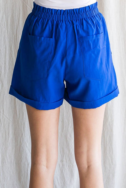 Royal Blue Stretch Waist Shorts