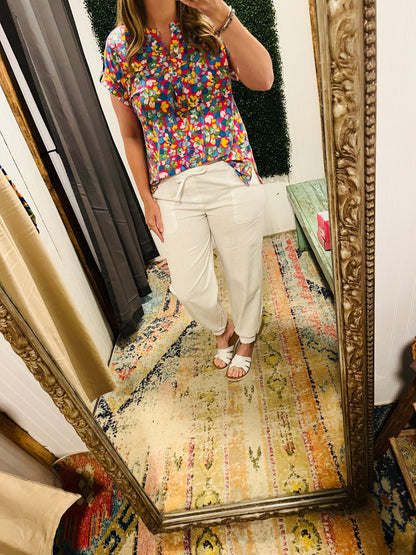 Pink Floral Short Sleeve Top