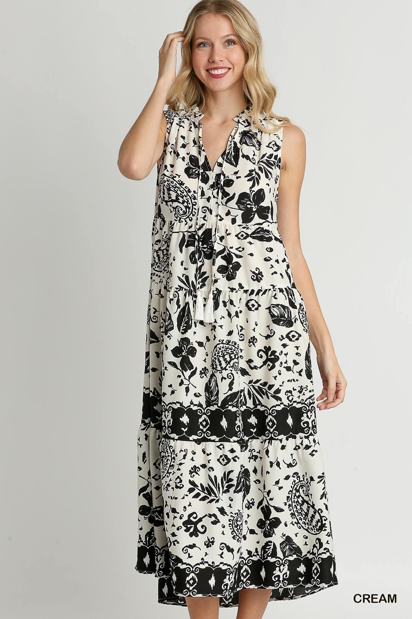 Black Floral Midi Dress