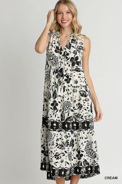 Black Floral Midi Dress