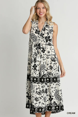 Black Floral Midi Dress