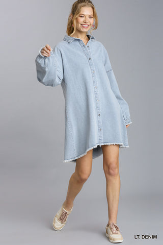 Light Denim Puff Sleeve Dress