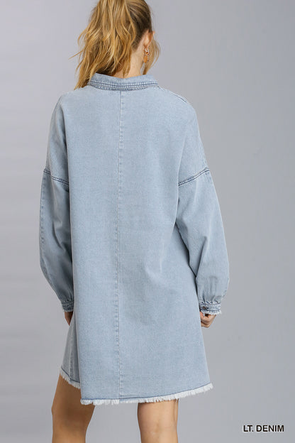 Light Denim Puff Sleeve Dress