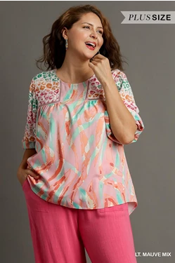 Pink Leopard Mix Top - Plus
