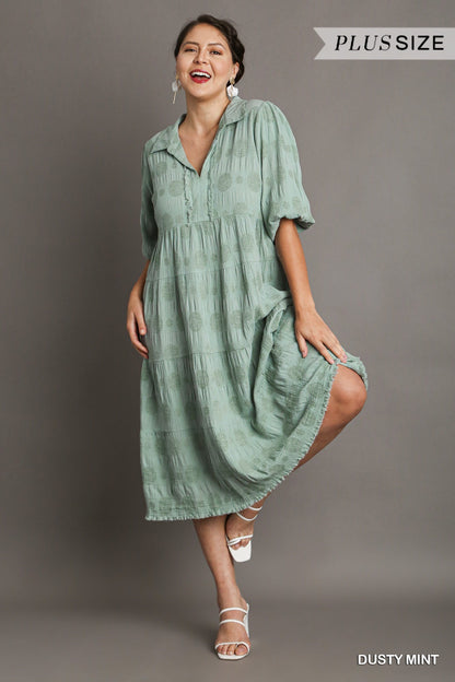 Dusty Mint Midi Dress - Plus