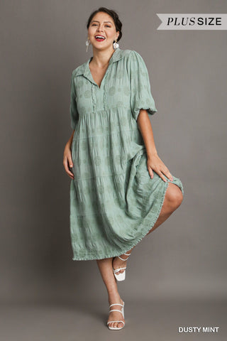 Dusty Mint Midi Dress - Plus