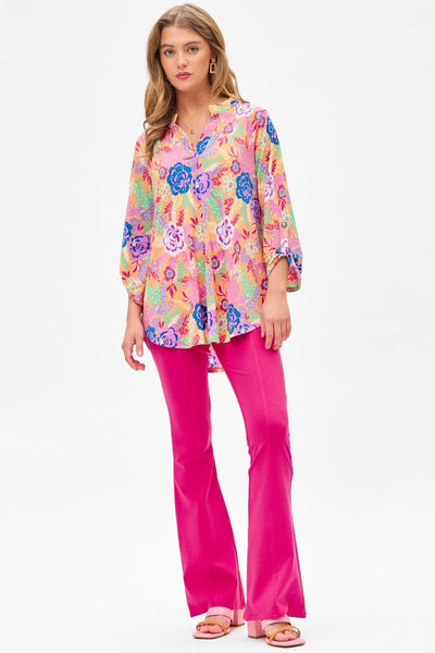 Orange Floral 3/4 Sleeve Top