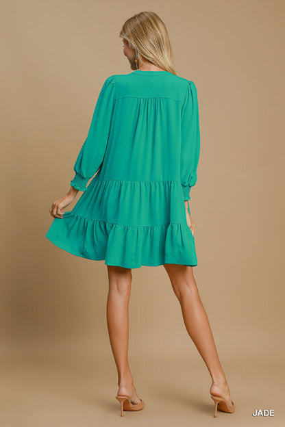 Jade Vneck Tiered Dress