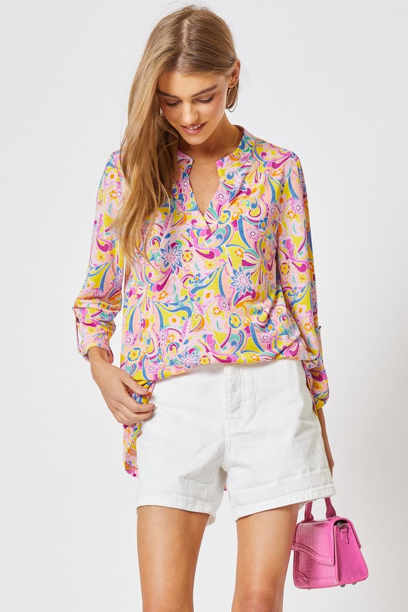 Blush Multi Paisley 3/4 Sleeve Top - Plus