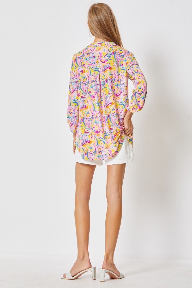 Blush Multi Paisley 3/4 Sleeve Top - Plus