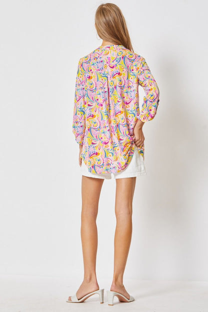 Blush Multi Paisley 3/4 Sleeve Top - Plus