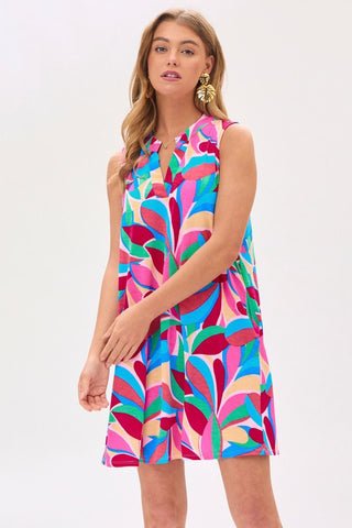 Multi Print Sleevless Tank Dress