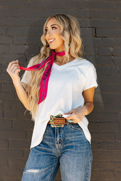 Rib Knit Short Sleeve Top