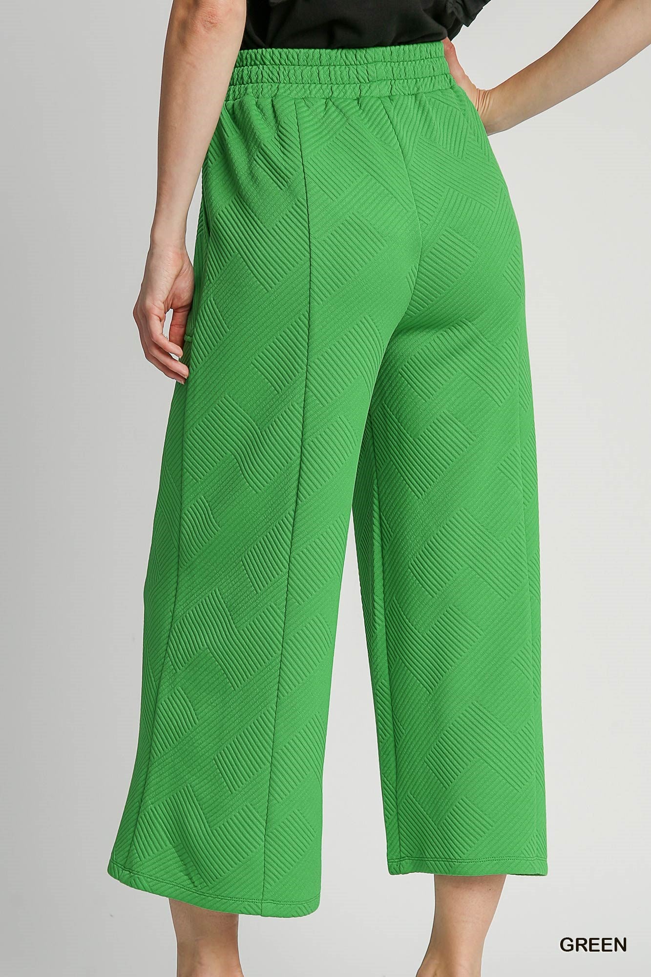 Green Jacquard Knit Pants