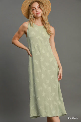 Light Sage Floral Burnout Dress