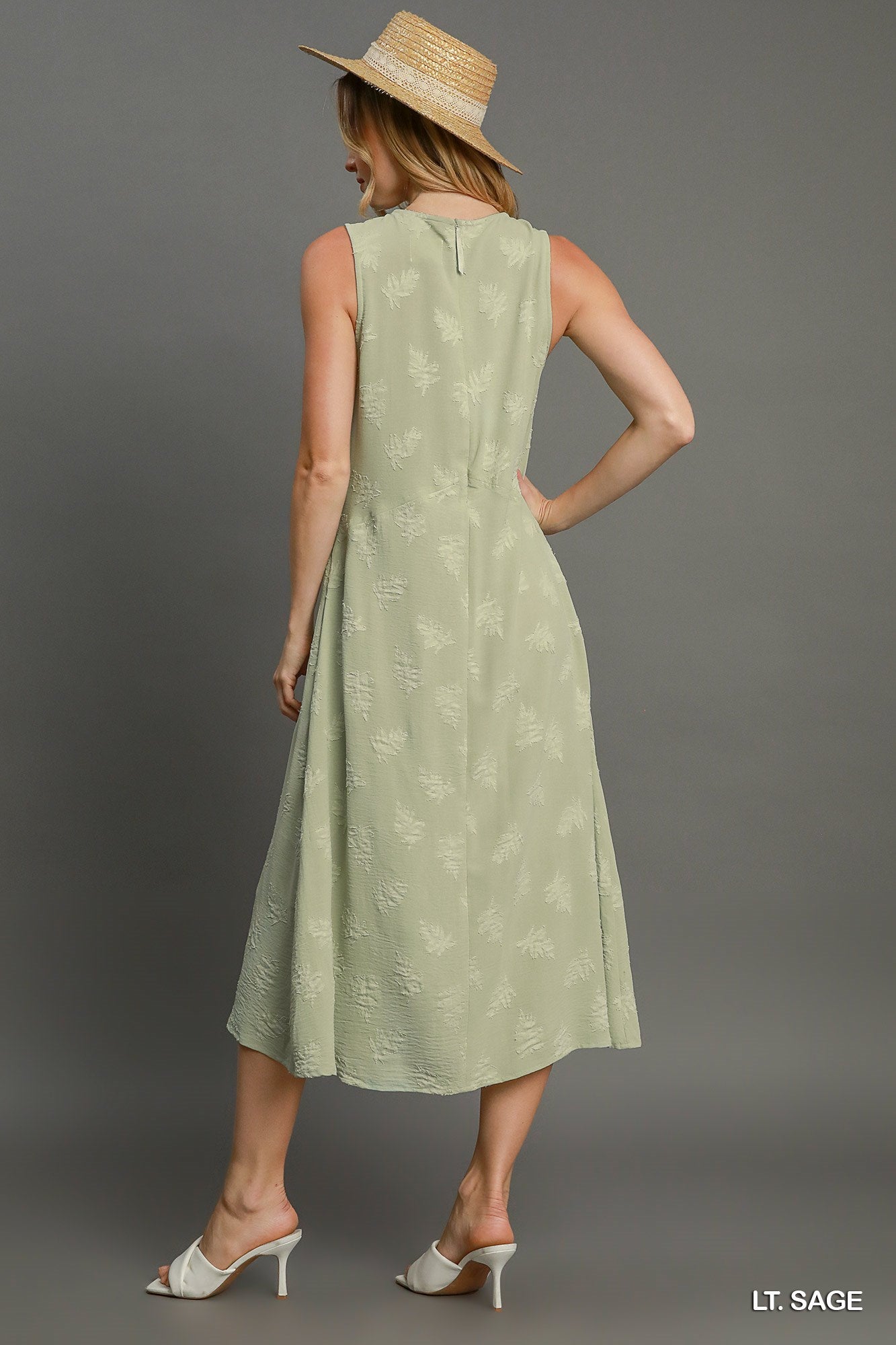 Light Sage Floral Burnout Dress