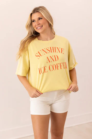 Sunshine & Iced Coffee Yellow Relaxed Fit Tee