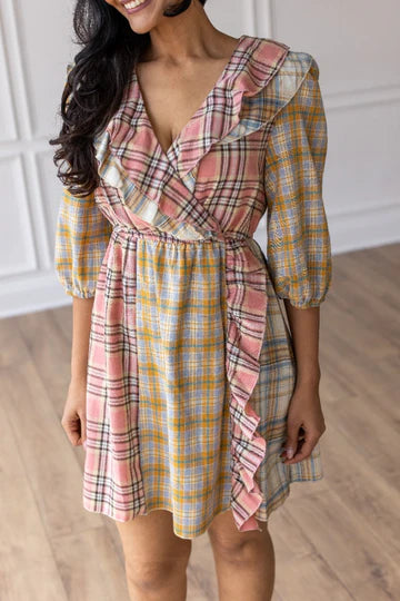 Pink Multi Plaid Dress