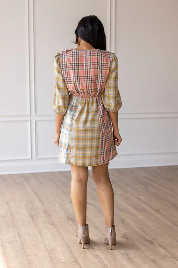 Pink Multi Plaid Dress