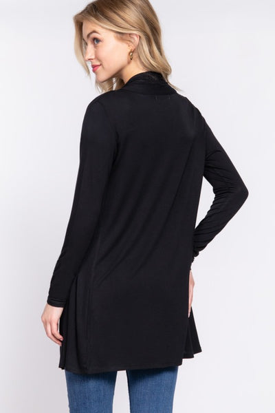 Black Long Sleeve Jersey Long Cardigan