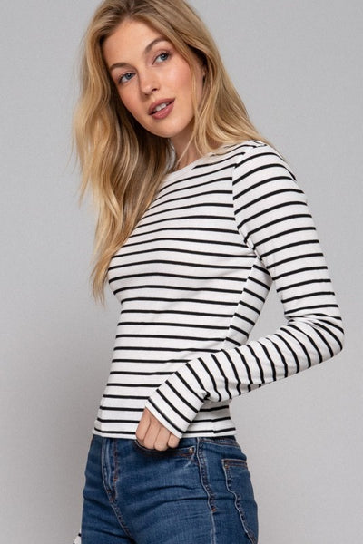 Black & White Stripe Long Sleeve Top