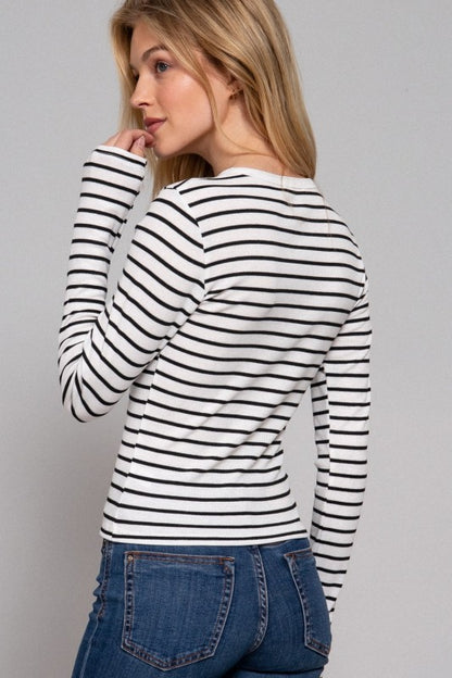 Black & White Stripe Long Sleeve Top