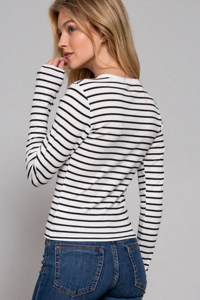 Black & White Stripe Long Sleeve Top