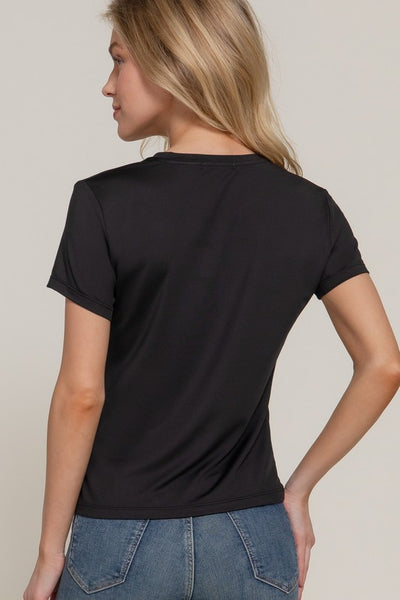 Black Round Neck Knit Top