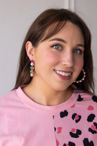 Multi Crystal Hoop Earrings