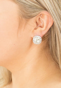 Large Rhinestone Silver Stud Earrings