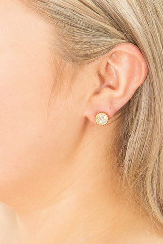 Gold Crystal Stud Earrings