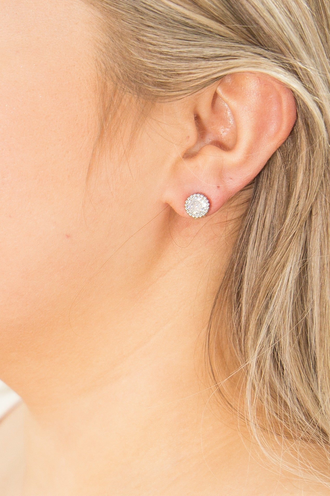 Silver Crystal Stud Earrings