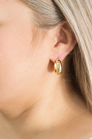 Small Oval Huggie Hoop Earrings
