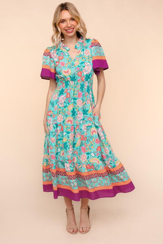 Mint Floral Frill Hem Maxi Dress