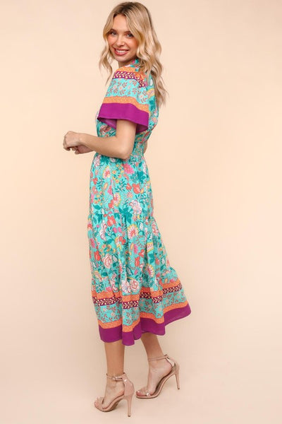 Mint Floral Frill Hem Maxi Dress