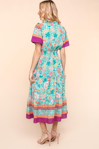 Mint Floral Frill Hem Maxi Dress