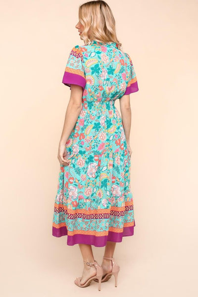 Mint Floral Frill Hem Maxi Dress
