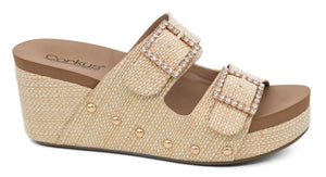 Corkys Raffia Main Squeeze Sandal Wedges