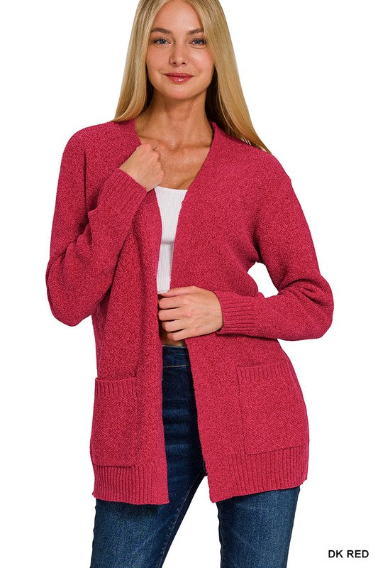 Melange Open Front Cardigan