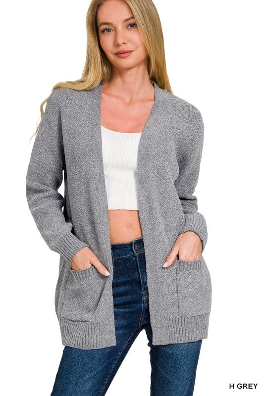Melange Open Front Cardigan