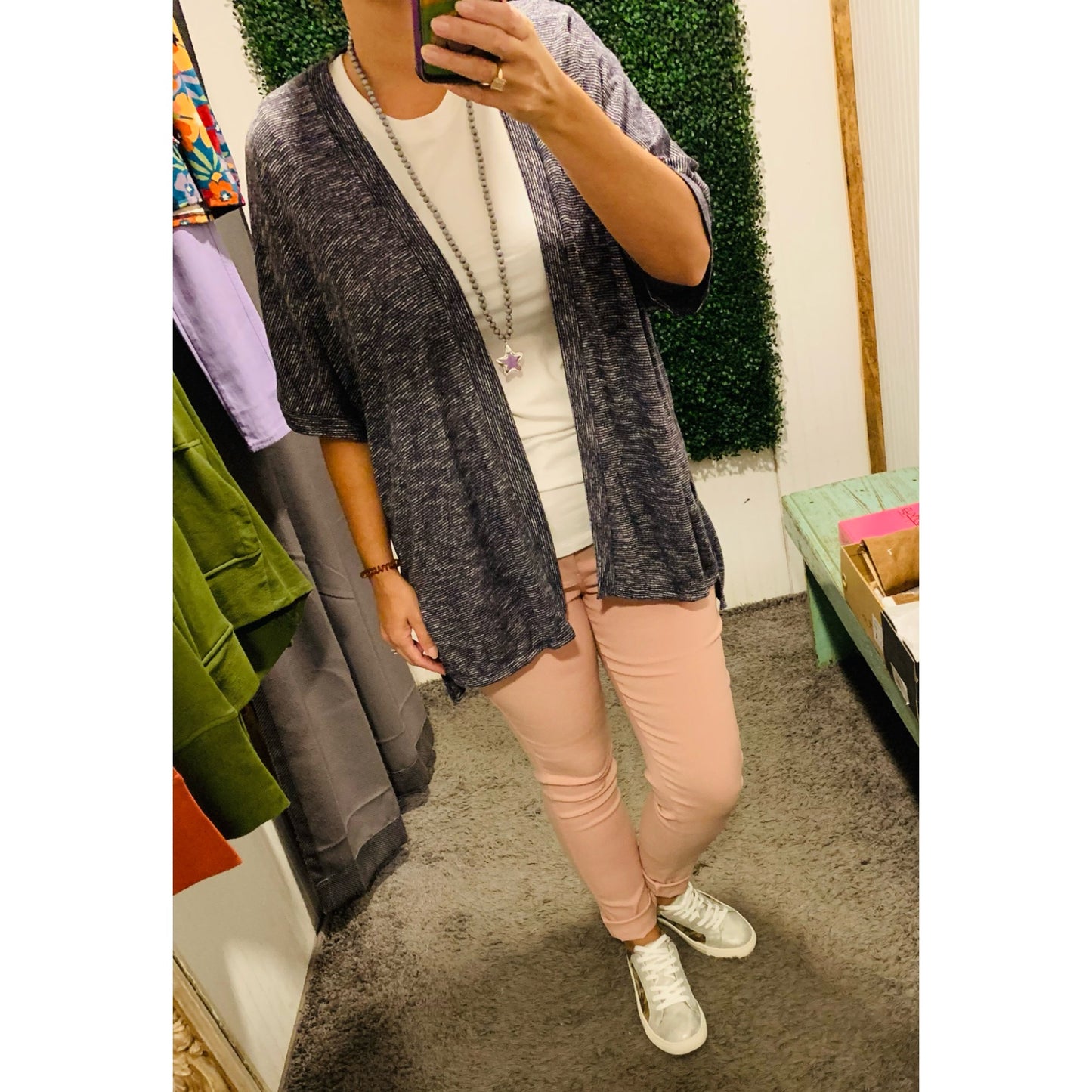 Banded Edge Dolman Two Tone Cardigan