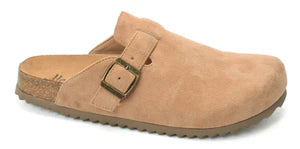 Camel Faux Suede Clogs by Corkys