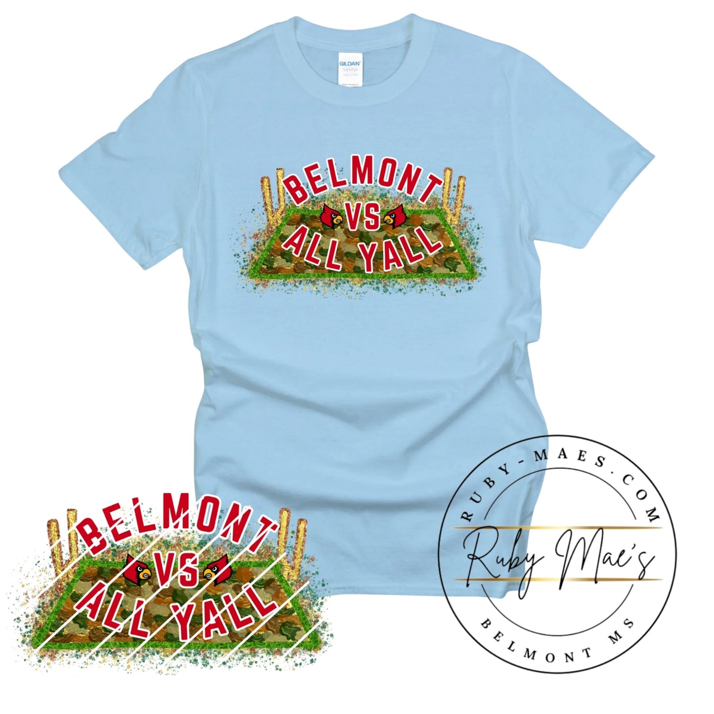 Belmont VS All Y’all Glitter Camo - Gildan Softstyle Short Sleeve
