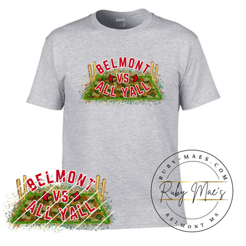 Belmont VS All Y’all Glitter Camo - Gildan Softstyle Short Sleeve