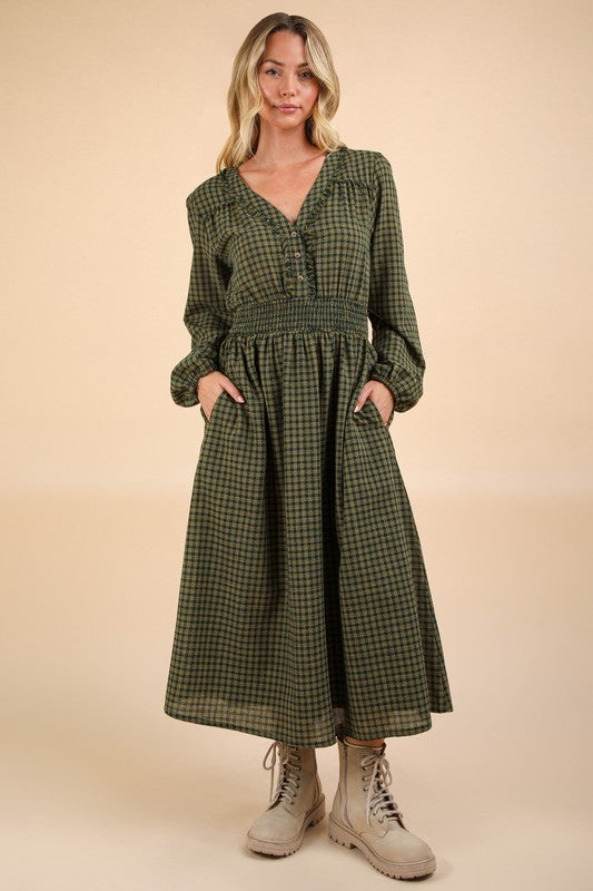 Hunter Green Plaid Maxi Dress