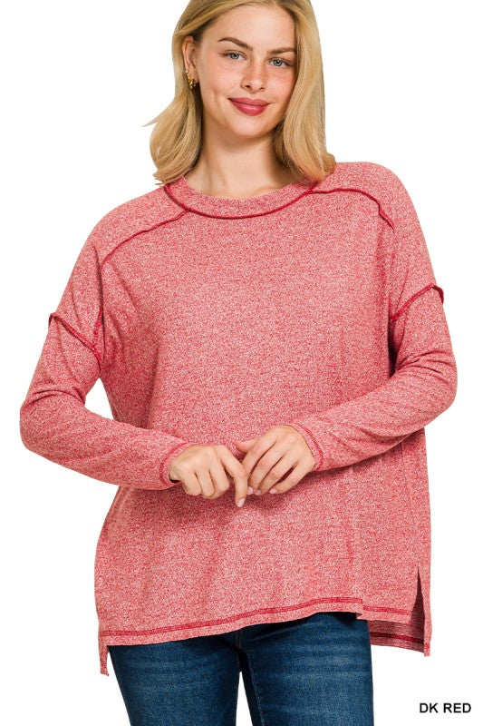 Soft Melange Hacci Exposed Seam Top