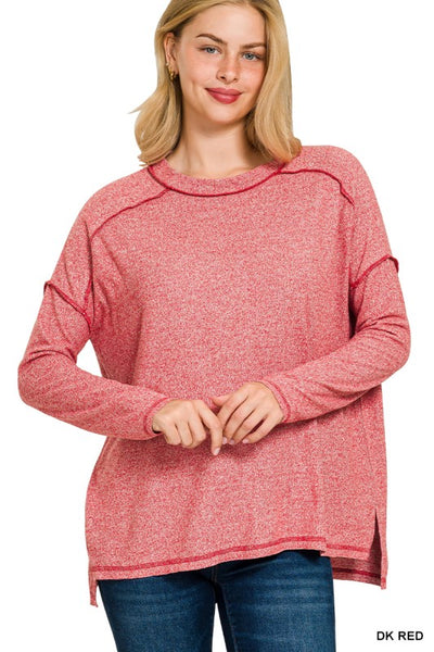 Soft Melange Hacci Exposed Seam Top