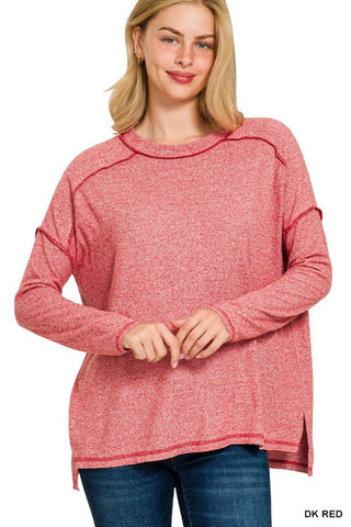 Soft Melange Hacci Exposed Seam Top