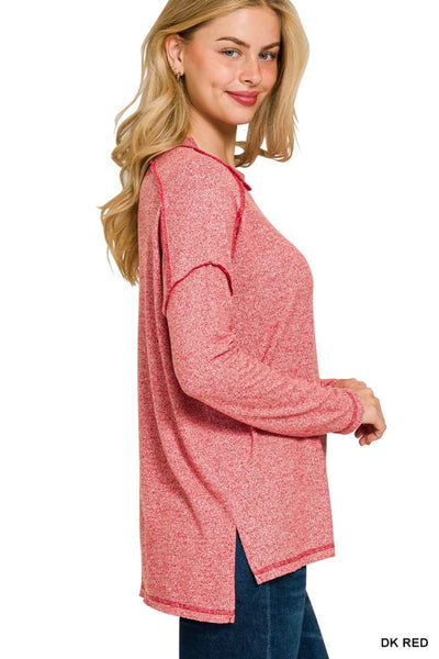 Soft Melange Hacci Exposed Seam Top