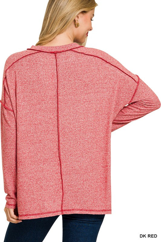Soft Melange Hacci Exposed Seam Top